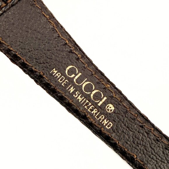 Vintage Gucci 3800 Jr. Gold Plate White Dial Brown Leather Strap Wrist Watch main image 7